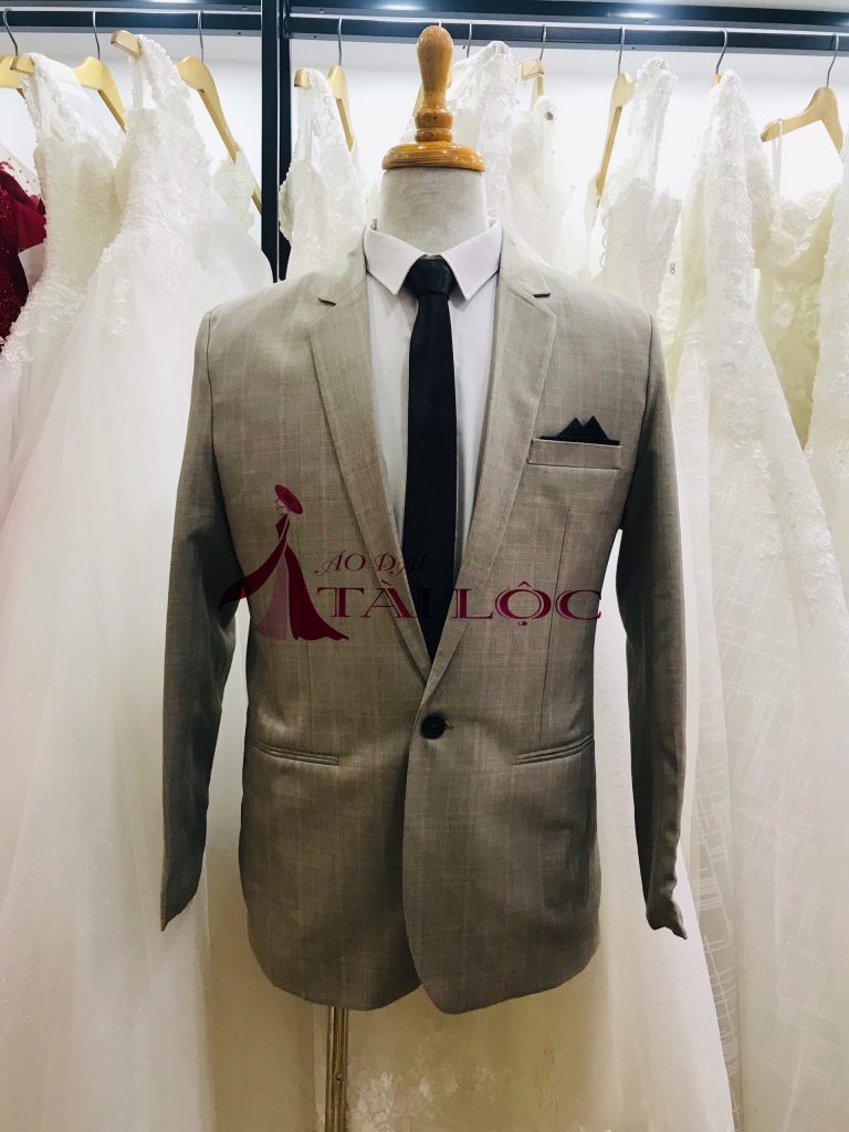 Áo Vest Nam Vàng Lợt Caro