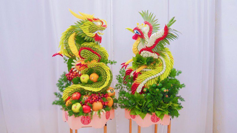 Rồng phụng trái cây – Trang trí tiệc cưới Đẹp
