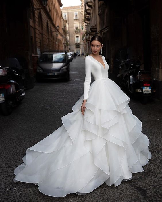 Hiện Đại Đơn Giản Giá Rẻ Váy Áo Năm 2021 Xếp Ly Ren Cô Dâu Đầm Chân Váy Xòe  Caro Ngọc Trai Bãi Biển Áo Cưới Đầm Vestido De Noivas / Wedding Dresses