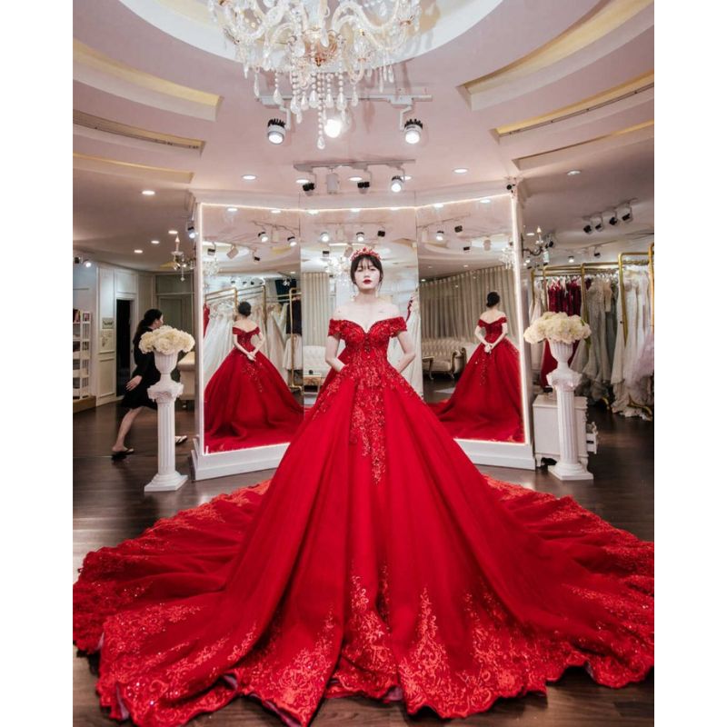 20+ Mẫu Áo dài cưới màu đỏ - Lựa chọn hoàn hảo ngày trọng đại - Nicole  Bridal
