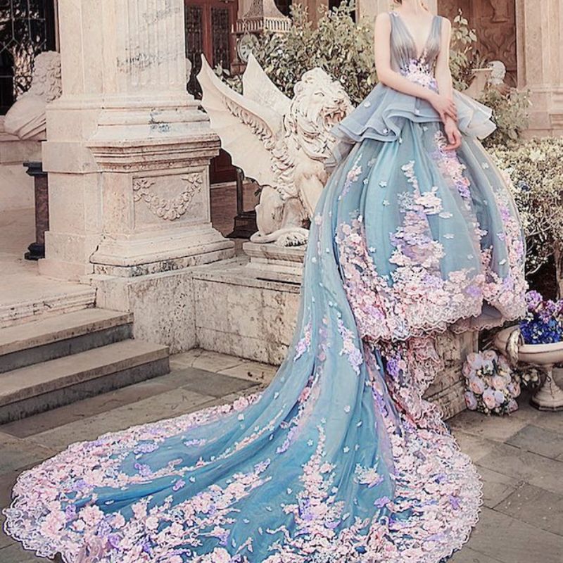 Những mẫu váy cưới màu xanh đẹp nhất cho cô dâu