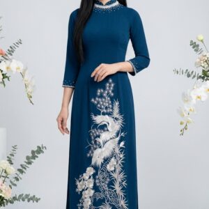 ÁO DÀI BÀ SUI XANH THÊU