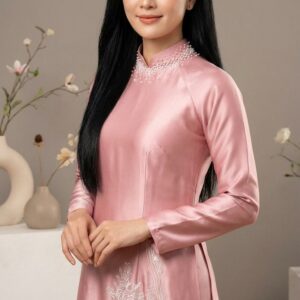 ÁO DÀI BÀ SUI RUBY HỒNG THÊU